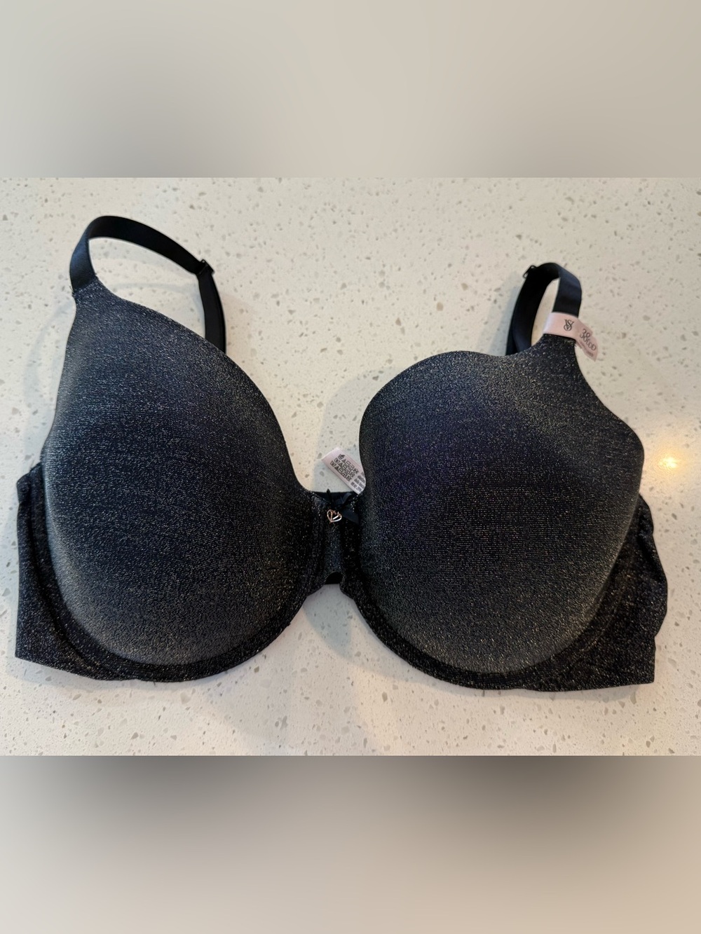 38DDD New Victoria's Secret Perfect Coverage Bra Shimmer Black Wired Padded